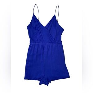 Lulus royal blue short romper wrap with smocking spaghetti straps Size M